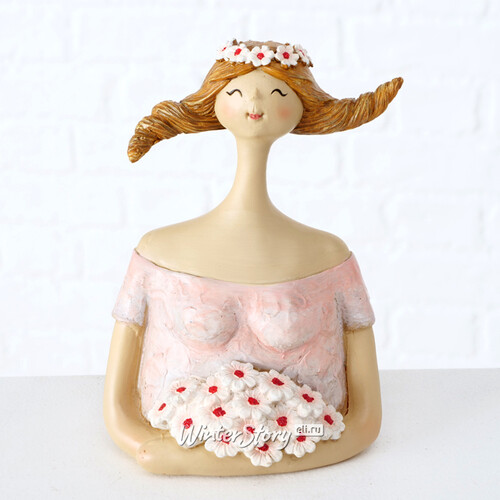 Декоративная статуэтка Девушка с цветами Альма-Роуз 16 см Boltze