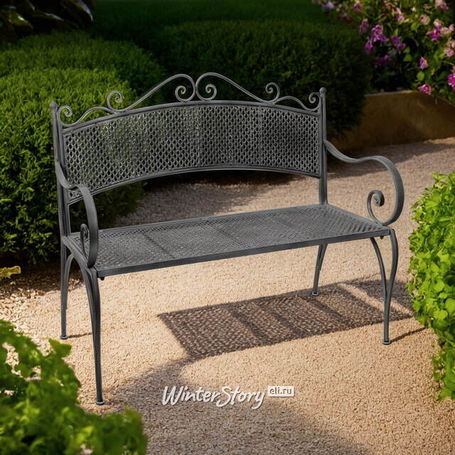 Металлическая садовая скамейка Триббиани Сlassic 108*91*51 см серая Edelman