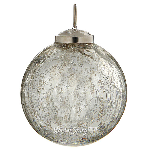 Винтажный шар Сокровища Арагона 10 см серебряный состаренный, стекло Edelman