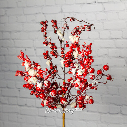 Ветка Красные ягоды в снегу 53 см Edelman