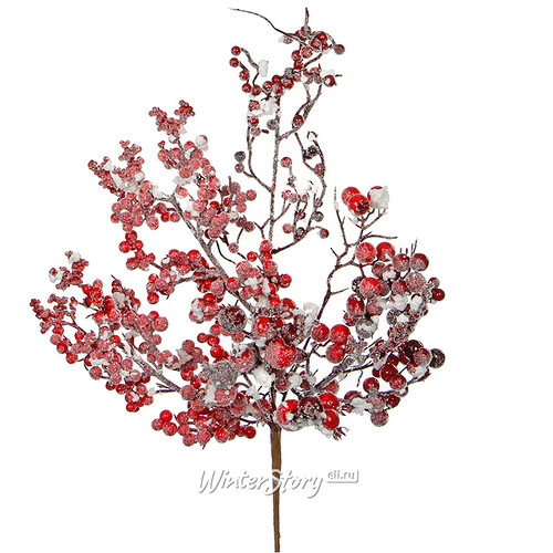Ветка Красные ягоды в снегу 53 см Edelman