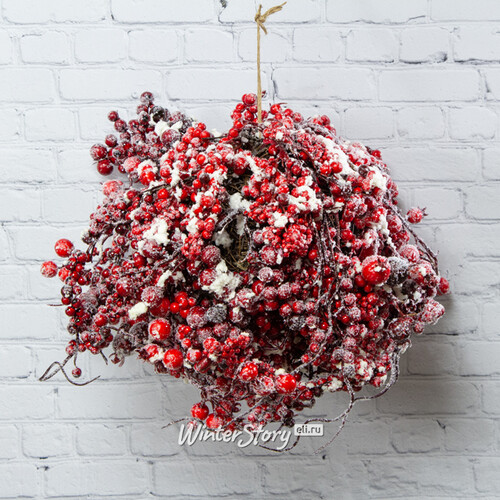 Подвесная композиция Шар 25 см Красные ягоды в снегу Edelman