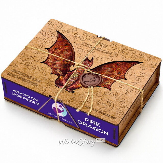 Деревянный пазл Огненный дракон 38*30 см, 210 элементов Active Puzzles (Актив Пазл)