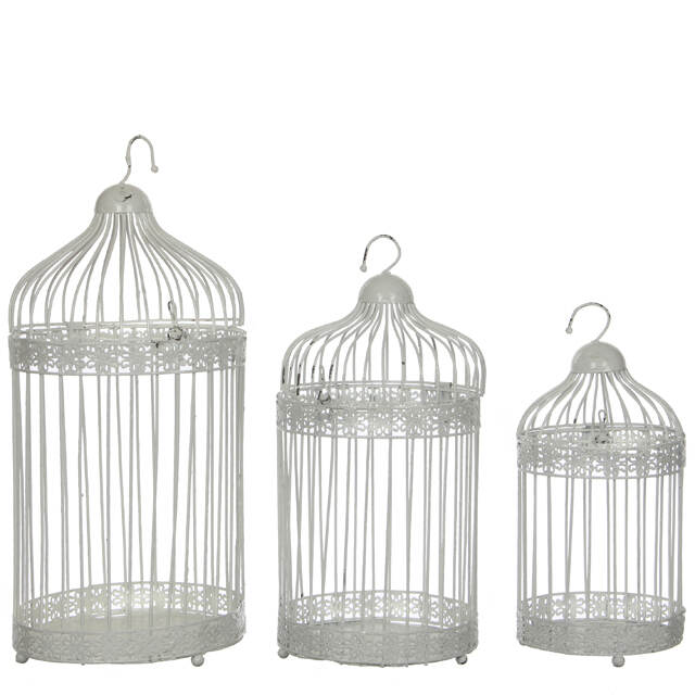 Декоративные клетки для птиц, 3 шт, винтажные белые Edelman