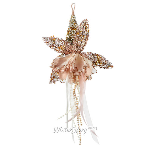 Елочная игрушка цветок Колокольчик Луара 23 см розовый, подвеска Noel Collection (Katherine’s Style)