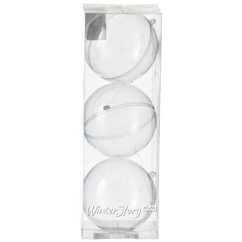 Шар пластиковый разъемный 10 см прозрачный, 3 шт, подвеска Edelman
