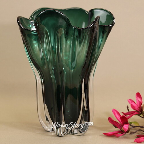 Декоративная ваза Эрменария 27 см изумрудная EDG