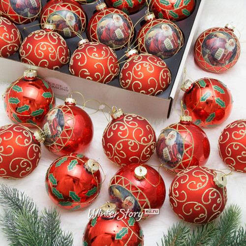 Набор стеклянных шаров Рождественская Ночь 8 см, 12 шт Edelman