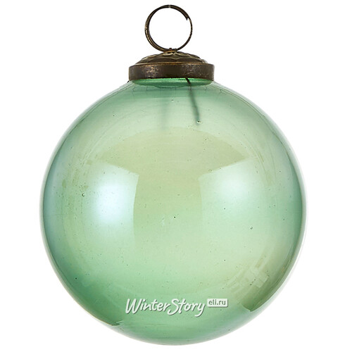 Винтажный елочный шар Морозная Мята 10 см, стекло Edelman