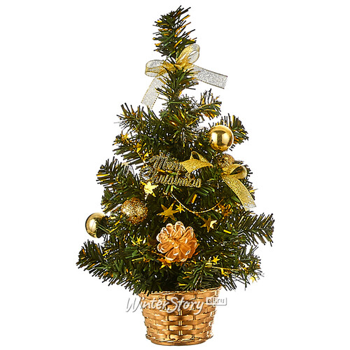 Украшенная настольная елка Феерия в золотой гамме 32 см, ПВХ Edelman