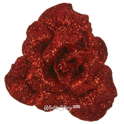 Роза Сверкающая 14 см красная, клипса Edelman