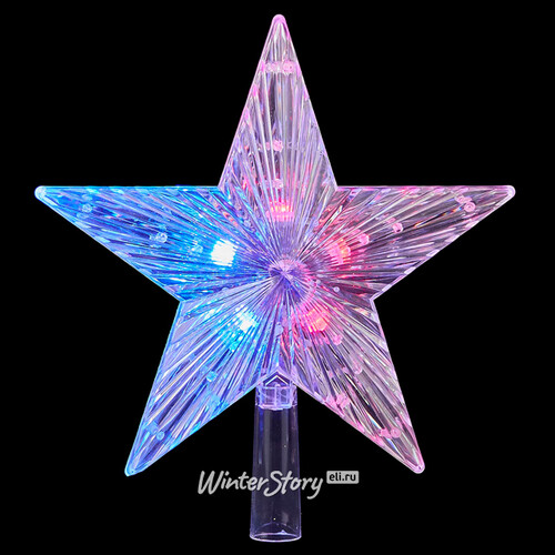Светящаяся Звезда на елку Цефея 24 см разноцветная с RGB лампами на батарейках Edelman