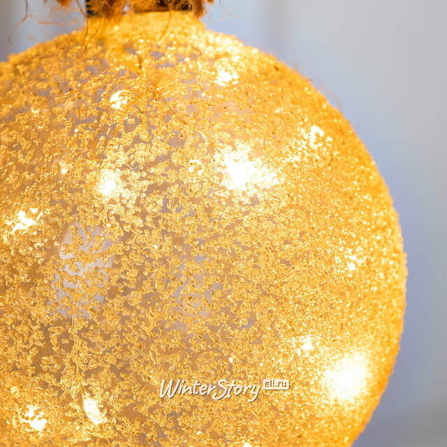 Подвесной светильник на канате Шар Бранилейв 10 см, 15 теплых белых LED ламп, на батарейках, таймер, стекло Edelman