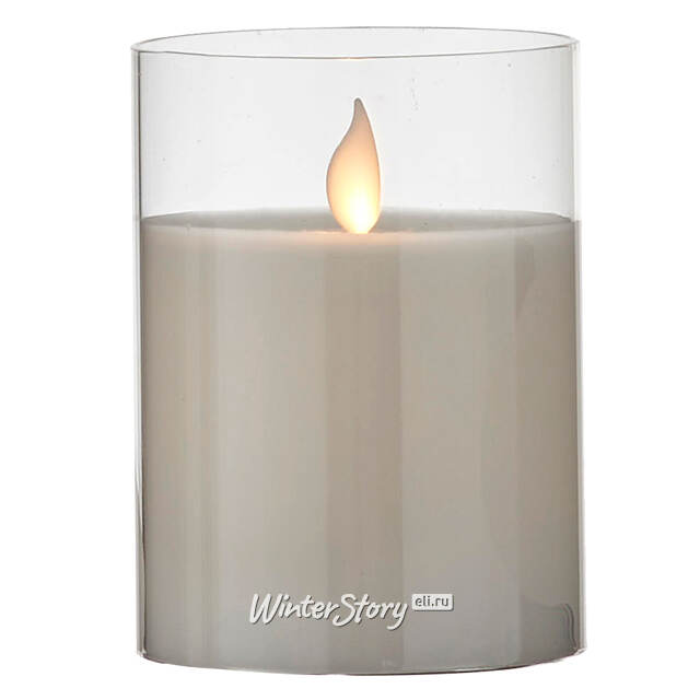 Светильник свеча восковая в колбе с живым пламенем Лацио 10 см белая на батарейках Edelman