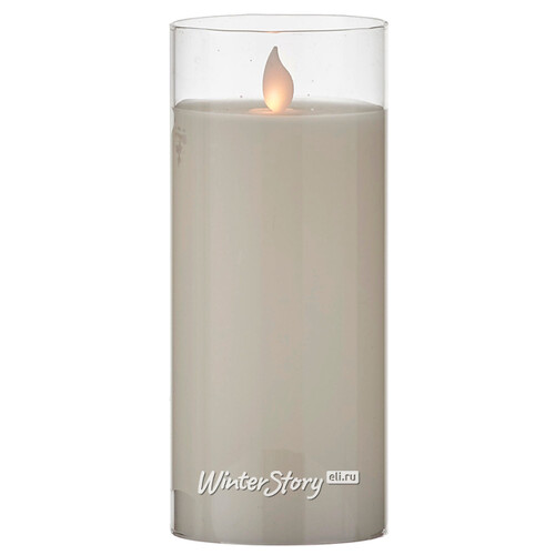 Светильник свеча восковая в колбе с живым пламенем Лацио 17.5 см белая на батарейках Edelman