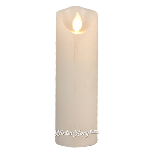 Высокая светодиодная свеча с живым пламенем 15 см белая восковая на батарейках Edelman