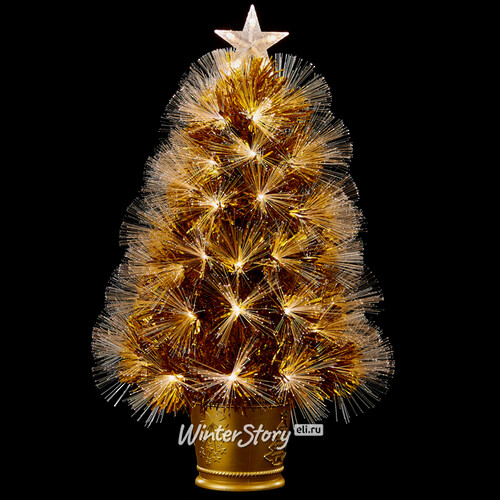 Оптоволоконная золотая елка Роскошное сияние 60 см, ПВХ Edelman