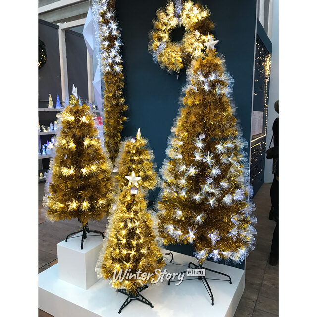 Оптоволоконная золотая елка Роскошное сияние 120 см, ПВХ Edelman