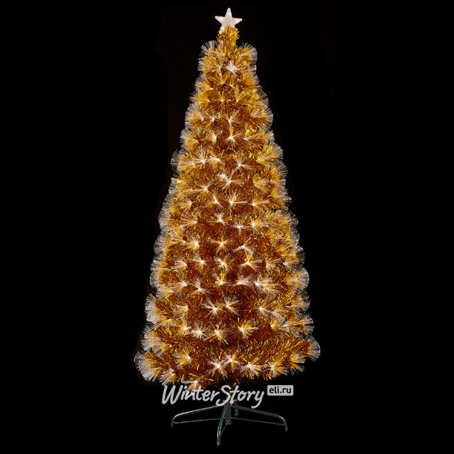 Оптоволоконная золотая елка Роскошное сияние 180 см, ПВХ Edelman