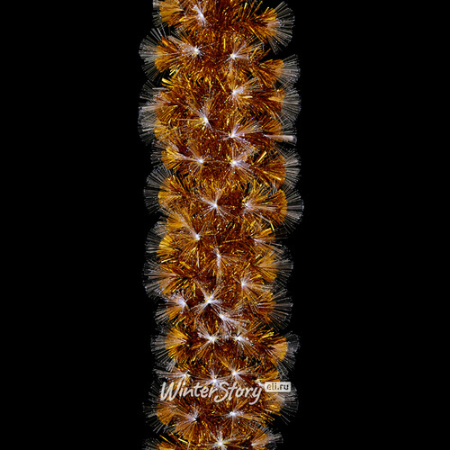 Золотая хвойная гирлянда с оптоволокном Роскошное сияние 200 см, ПВХ Edelman