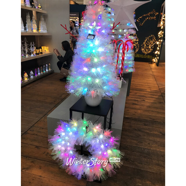 Оптоволоконная настольная елка Пастельная радуга 90 см белая, ПВХ Edelman