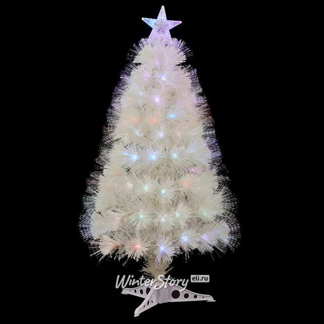 Оптоволоконная настольная елка Пастельная радуга 90 см белая, ПВХ Edelman