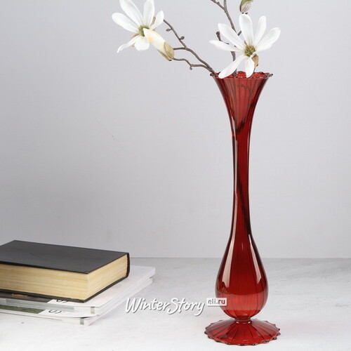 Стеклянная ваза Ирлинда 35 см бургунди EDG