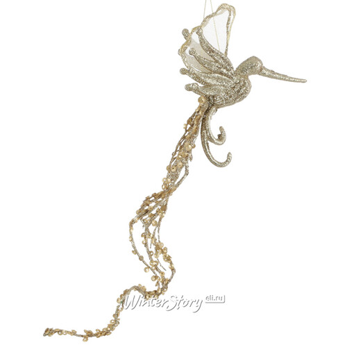 Ёлочная игрушка Сверкающая Птица Южных морей 29 см, золотая, подвеска Noel Collection (Katherine’s Style)