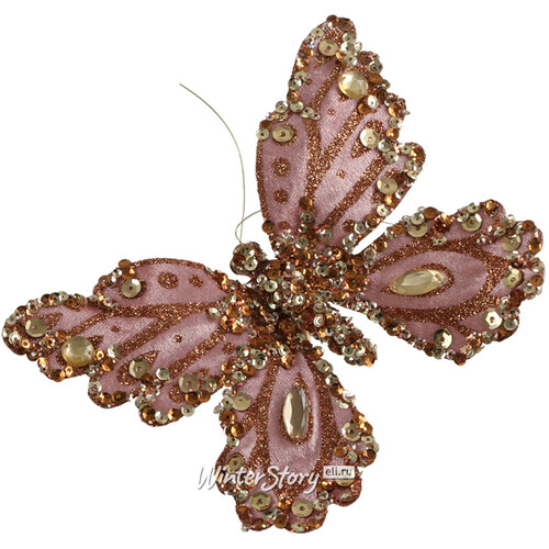 Ёлочное украшение Изящная бабочка 17 см розовая, клипса Noel Collection (Katherine’s Style)