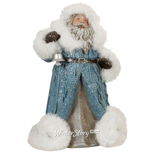 Статуэтка Дед Мороз с колокольчиком в голубой шубке 20 см Edelman