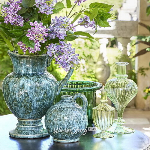 Стеклянная ваза-подсвечник Monofiore 25 см нежно-зеленая EDG