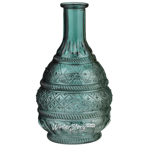 Стеклянная ваза Махидевран Султан 23 см, дымчато-бирюзовая Edelman
