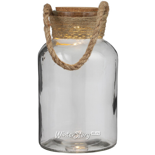 Стеклянная ваза для флорариума и композиций Банка Люмос с подсветкой 31 см, на батарейках Edelman