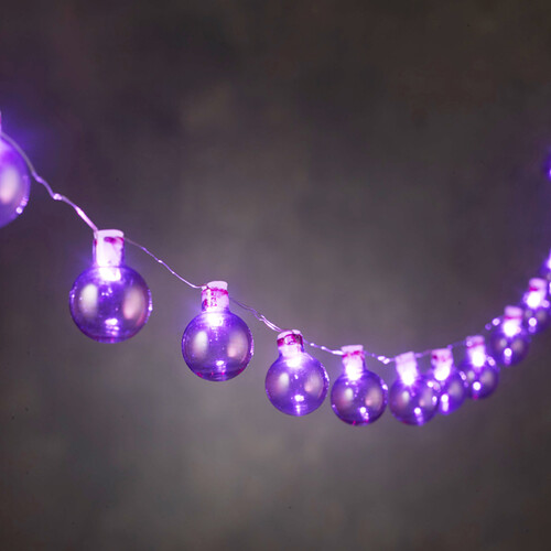 Светодиодная гирлянда шарики Juicy Purple 1.9 м, 20 LED ламп, на батарейках, таймер, IP44 Edelman
