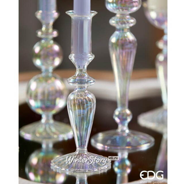 Стеклянный подсвечник RainbowLight 20 см EDG