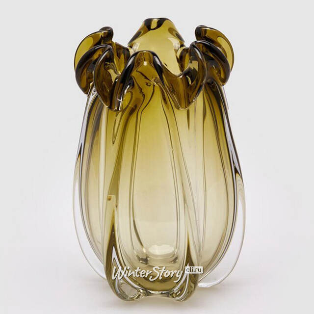 Стеклянная ваза Фергюсон 30 см оливковая EDG