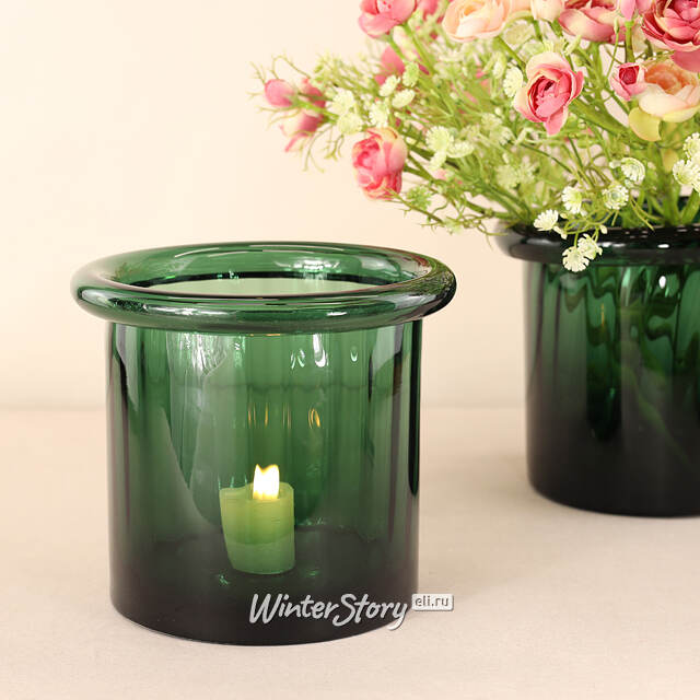 Стеклянная ваза Pillar 16 см зеленая EDG