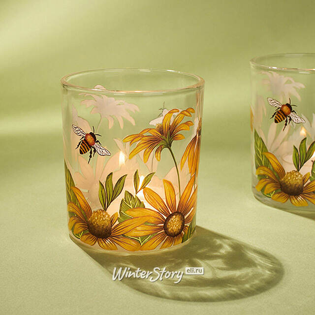 Стеклянный подсвечник Подсолнухи 8 см EDG (ЭДГ)
