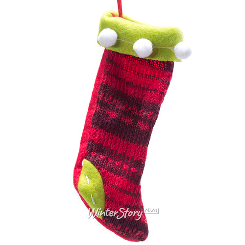 Елочная игрушка Рождественская Одежка - Носок Санты, 13 см, подвеска Edelman