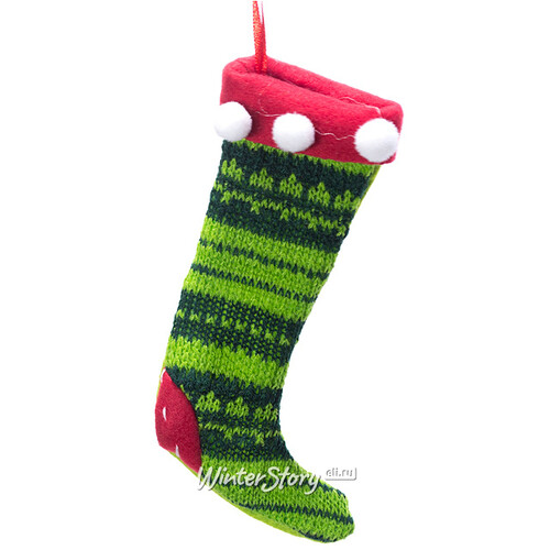 Елочная игрушка Рождественская Одежка - Носок в полоску, 13 см, подвеска Edelman