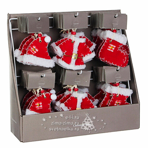 Елочная игрушка Рождественская Одежка, красная гамма, 13 см, подвеска Edelman