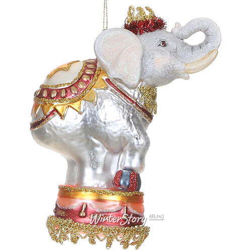 Стеклянная елочная игрушка Слон Димбо - Цирк Шапито 12 см, подвеска Edelman
