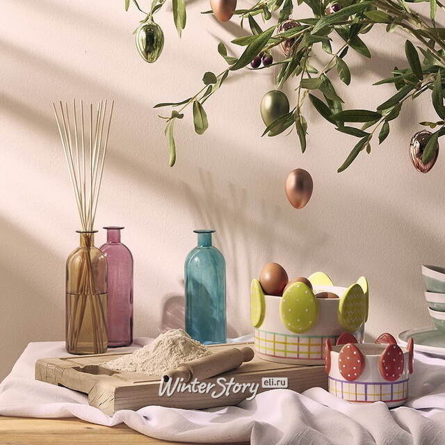 Стеклянная ваза-бутылка Гратин 16 см голубая EDG