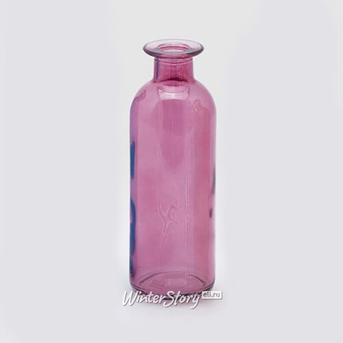 Стеклянная ваза-бутылка Гратин 16 см розовая EDG