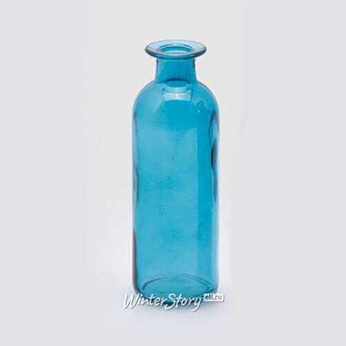 Стеклянная ваза-бутылка Гратин 16 см голубая EDG