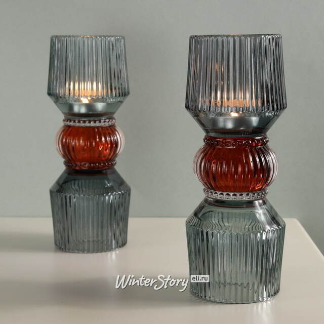 Стеклянный подсвечник Cavallotti 20 см, двусторонний EDG