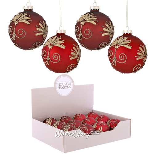 Набор стеклянных шаров Шато-Шинон: Rouge 8 см, 12 шт Edelman