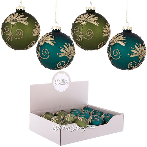 Набор стеклянных шаров Шато-Шинон: Emerald 8 см, 12 шт Edelman
