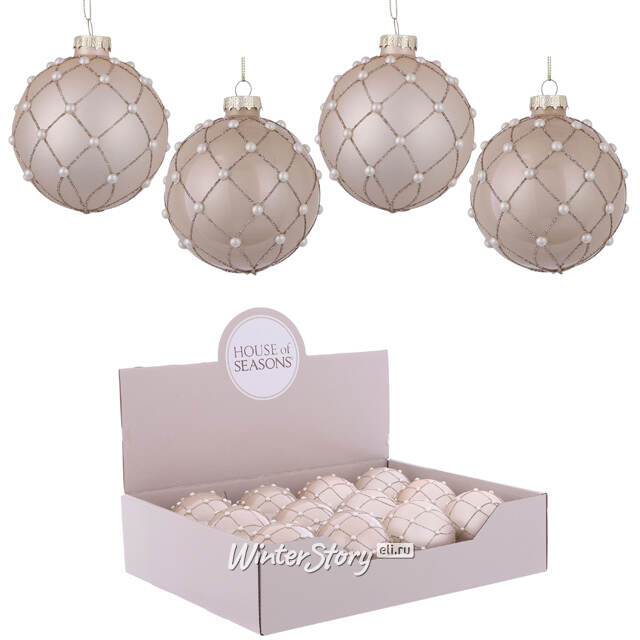 Набор стеклянных шаров Жемчужный Contre Danse 8 см, 11 шт, уцененный Edelman