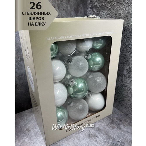 Набор стеклянных шаров Blanchett - Mint Breeze, 5-7 см, 26 шт Edelman